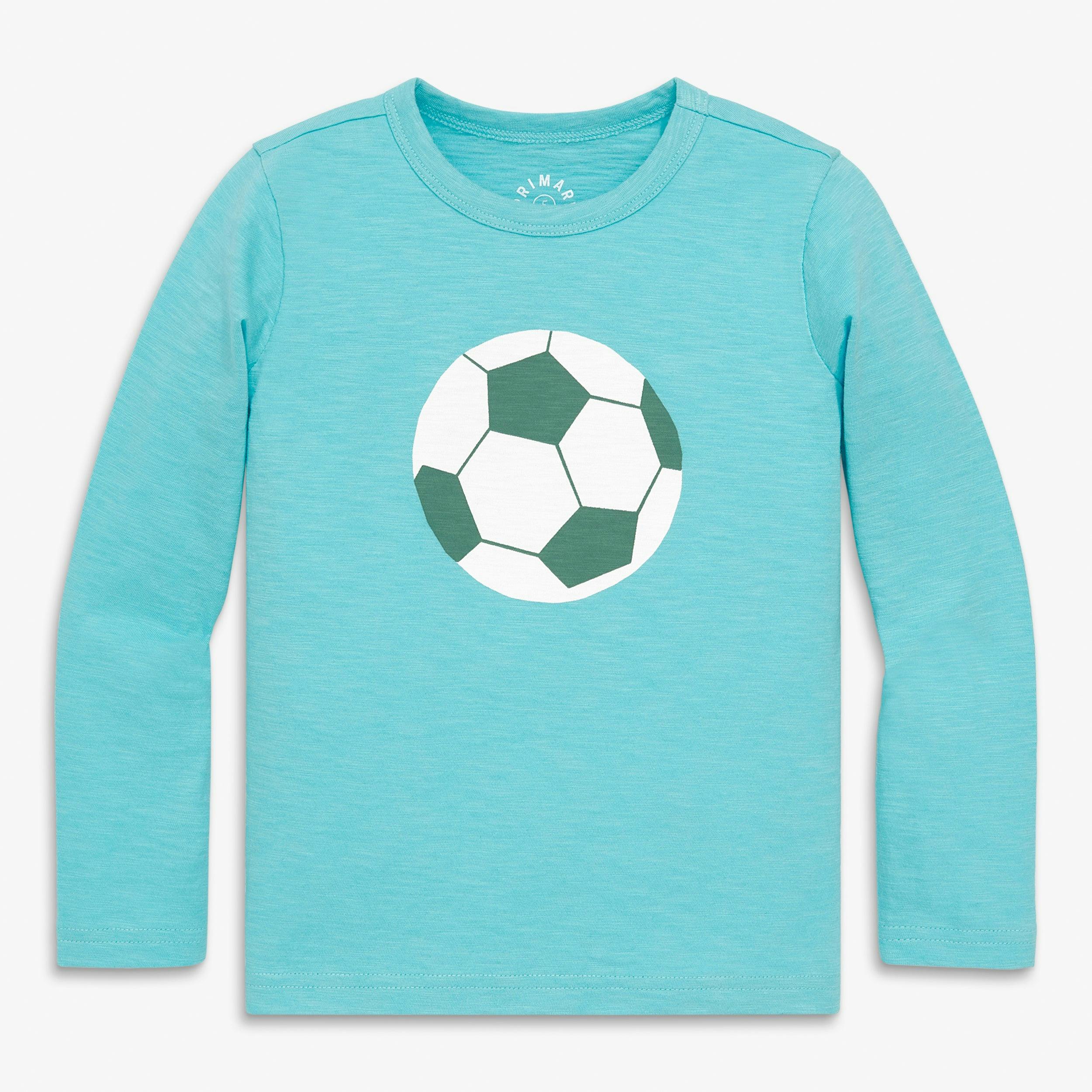Kids long sleeve soccer ball tee