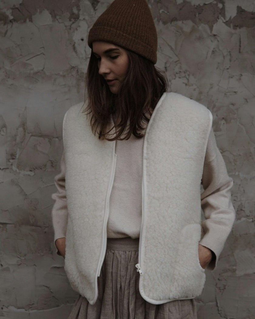 WOMEN'S WOOL VEST WITH LINING