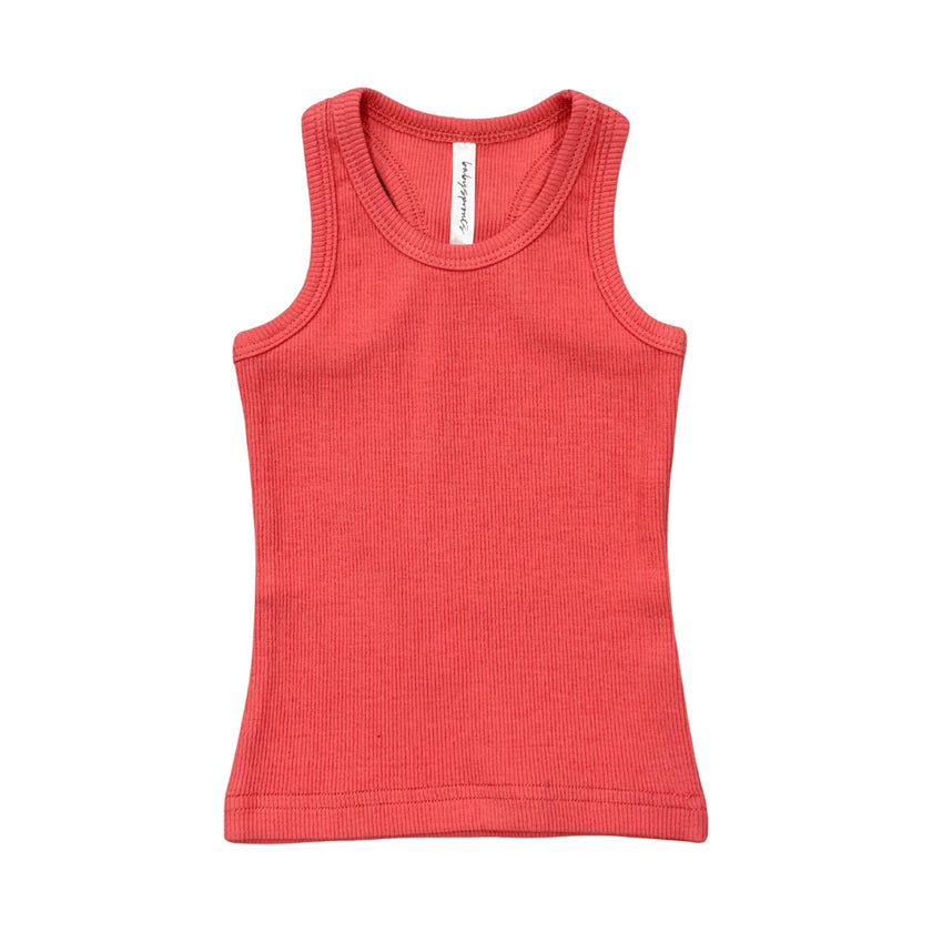 Girls Ribbed Tank in Cherry Pink