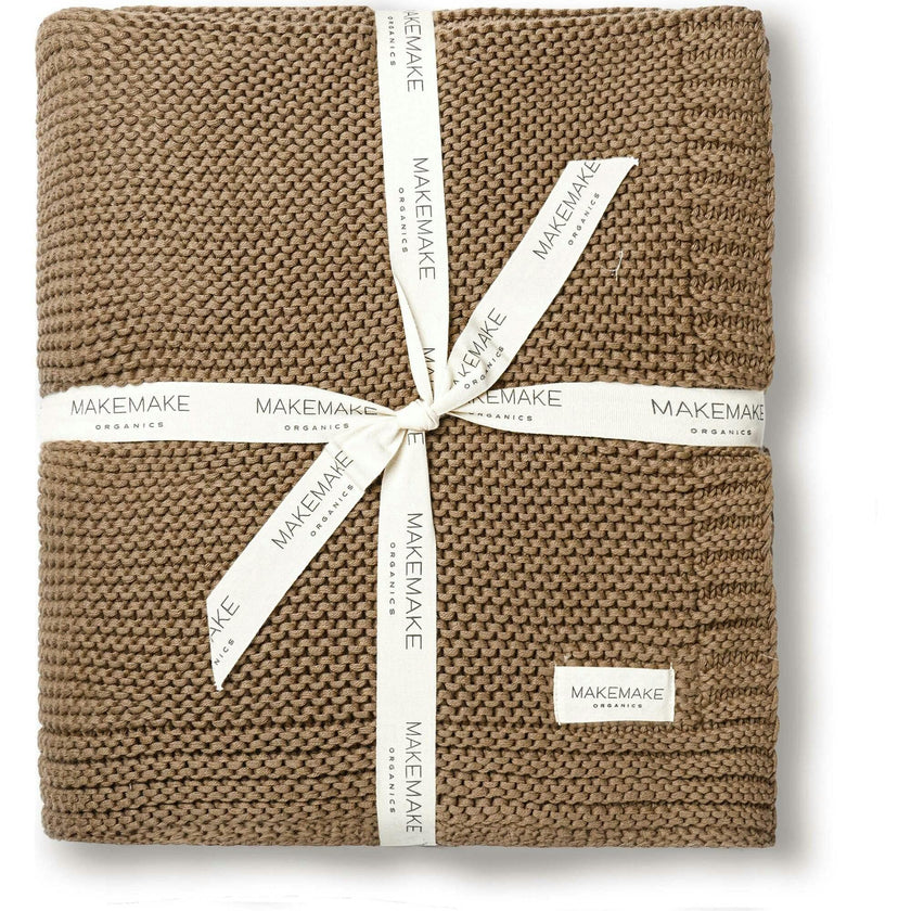 Organic Knit Throw Blanket - Brown
