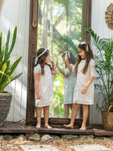 Clipdot Floral Peter Pan Collar 3/4 Sleeve Dress