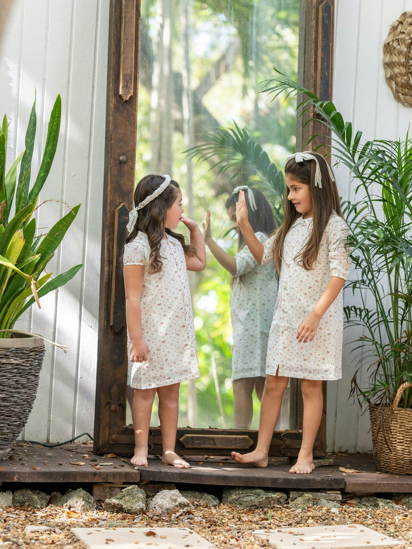 Clipdot Floral Peter Pan Collar 3/4 Sleeve Dress