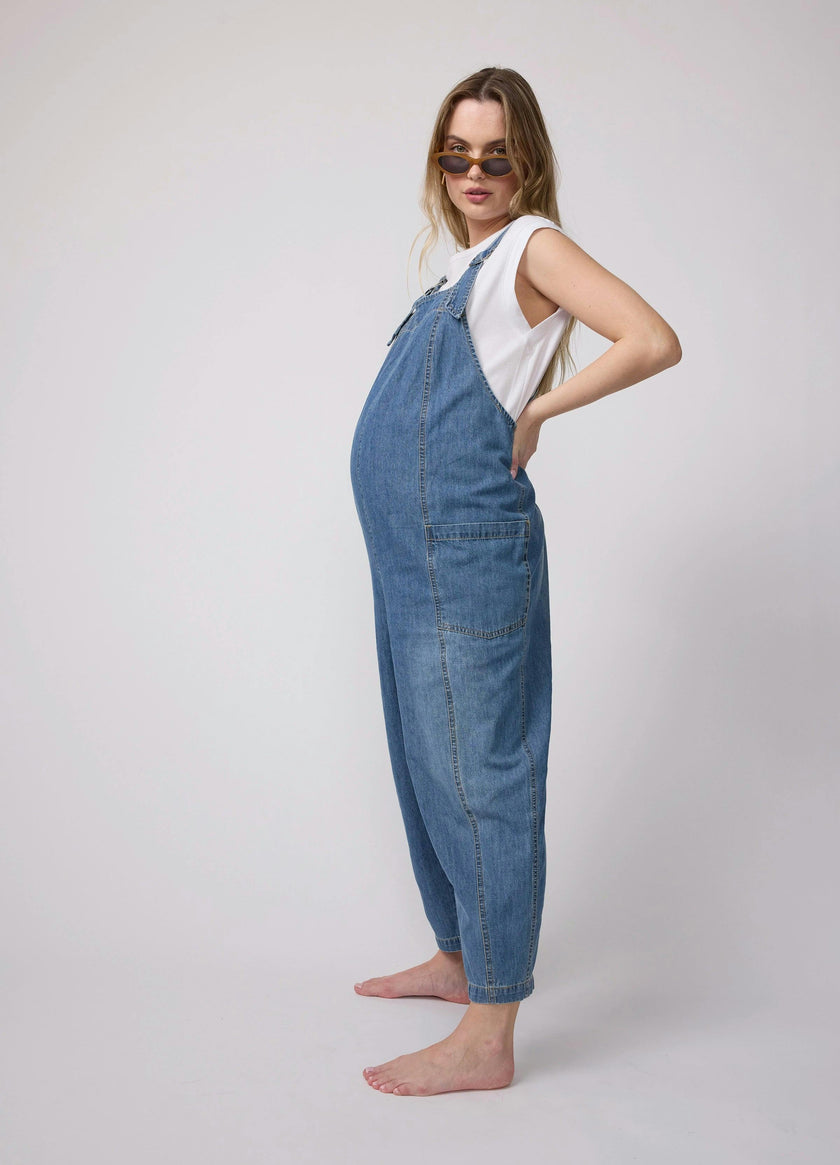 Ankle Tapered Leg Denim Maternity Overall
