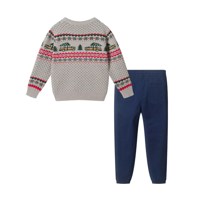 Boys Sweater & Jogger Set | Christmas Tree Cars
