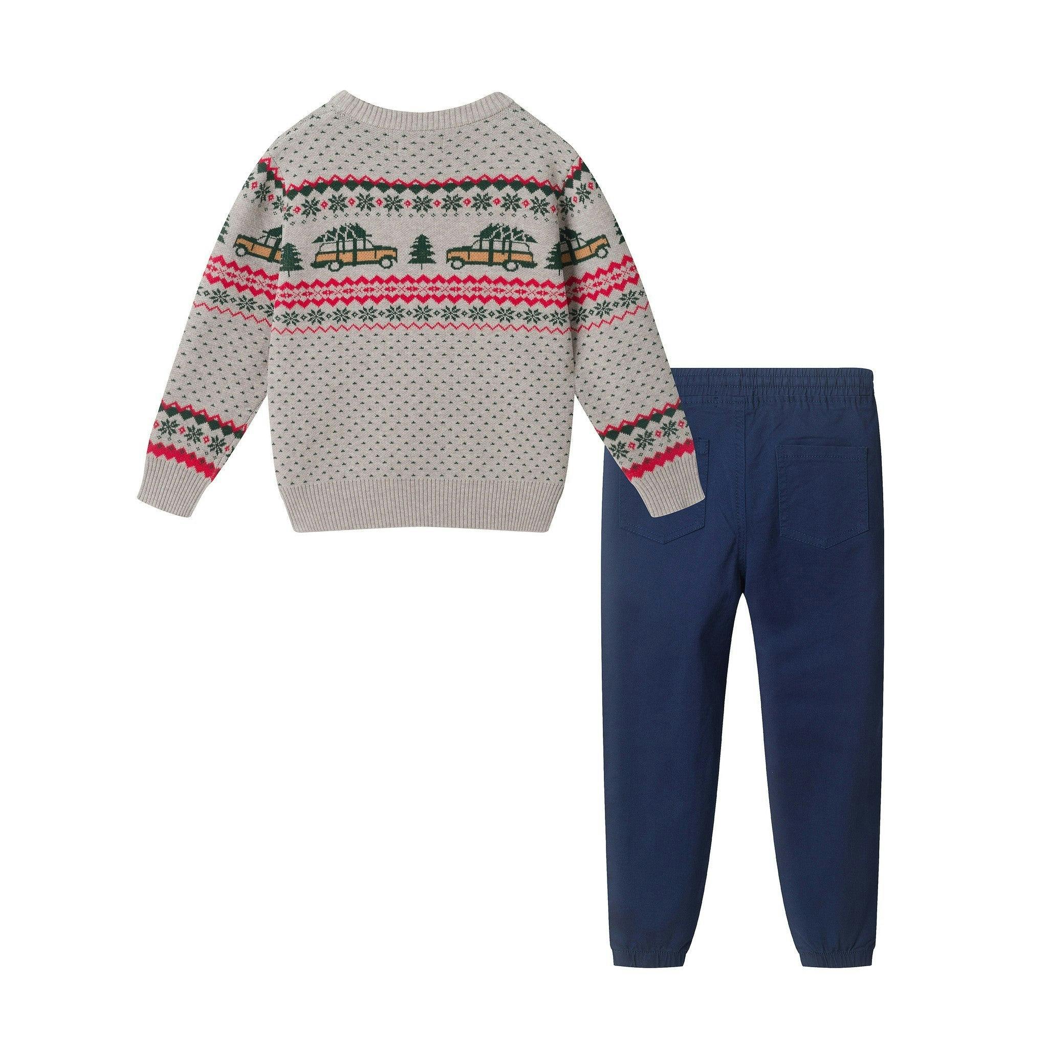 Boys Sweater & Jogger Set | Christmas Tree Cars