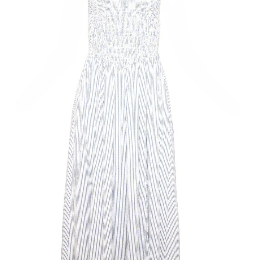 Maxwell Dress in Blue & White Pinstripe