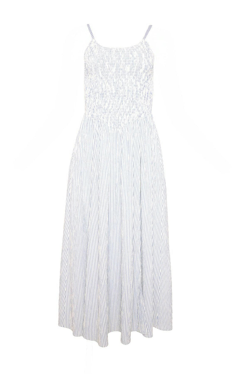 Maxwell Dress in Blue & White Pinstripe