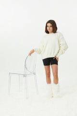 Maya Taupe Fluffy Drop Shoulder Sweater