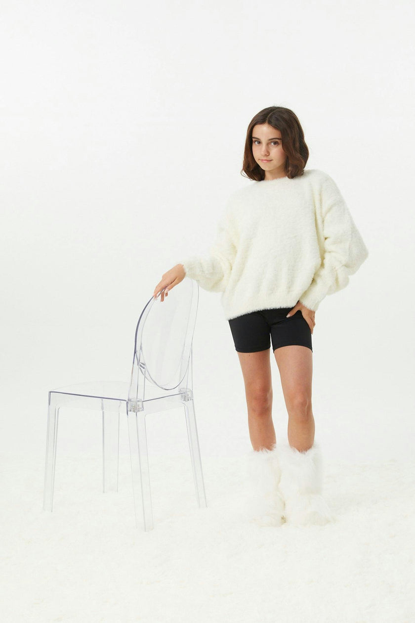 Maya Taupe Fluffy Drop Shoulder Sweater