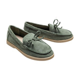 Olive Suede Formal Laced Loafers