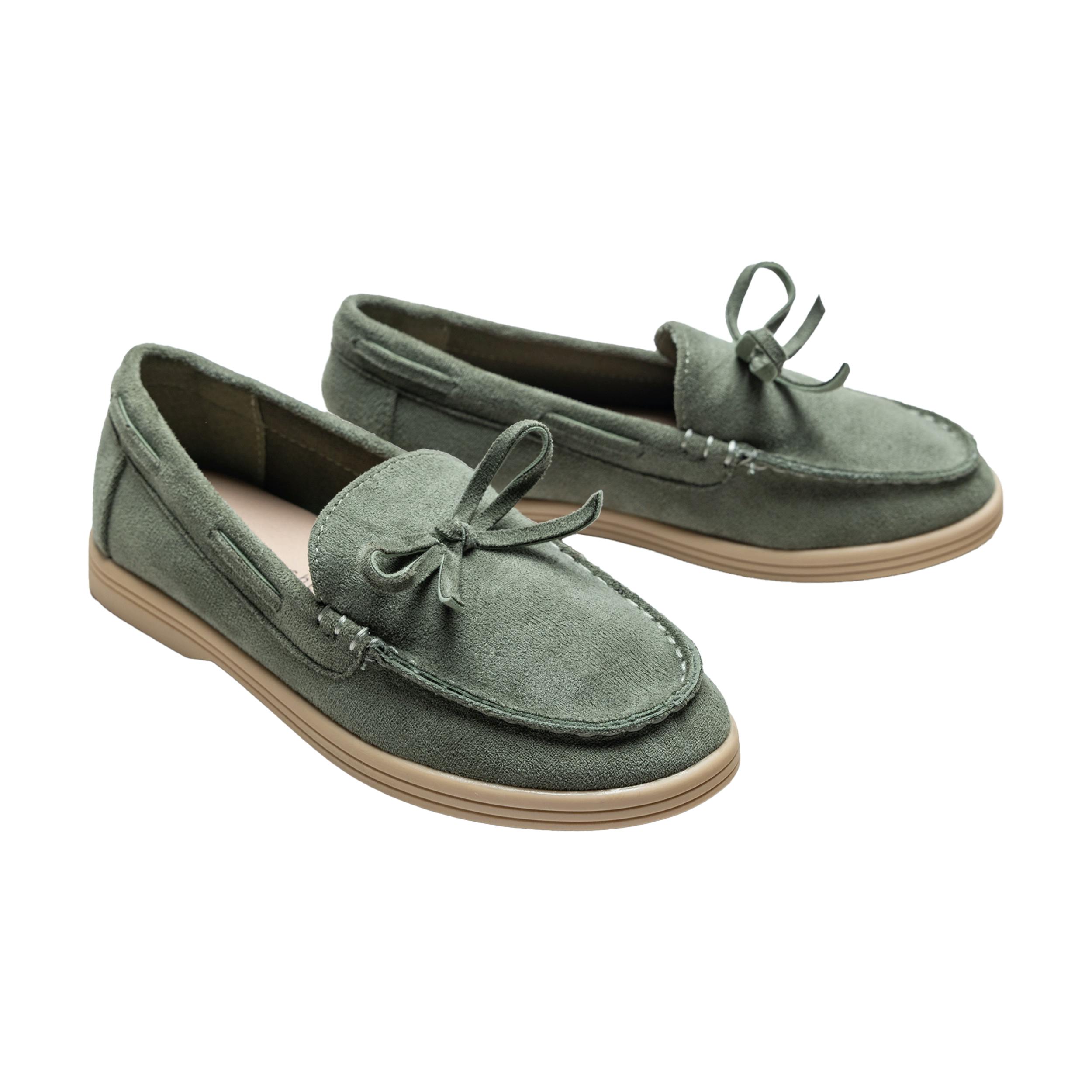 Olive Suede Formal Laced Loafers