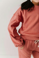 Girls Terry Crop Sweatshirt in Old Rose