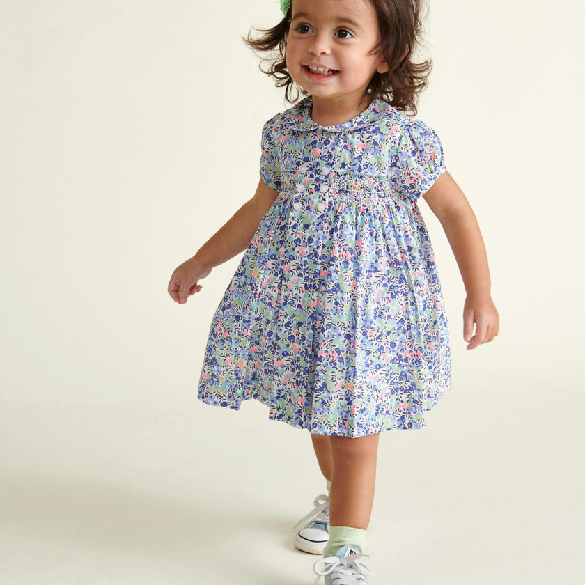 Made With Liberty Fabric Smocked Baby Dress Klee