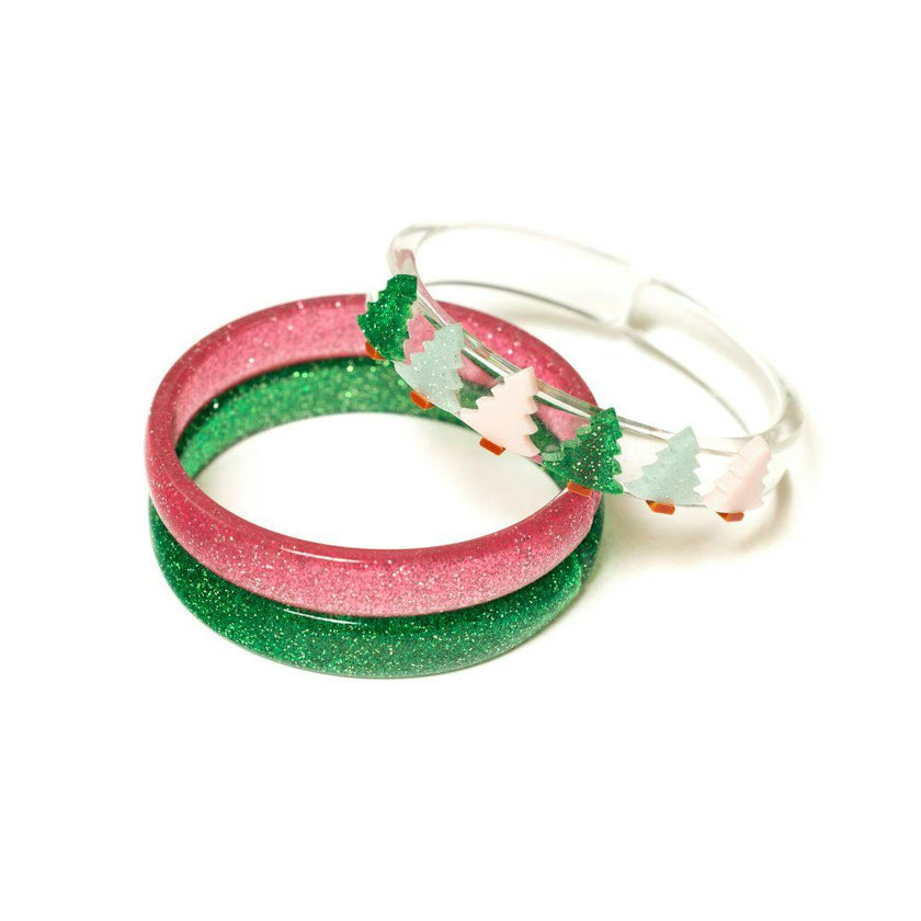 Christmas Tree Glitter Pink Glitter Green Bangles