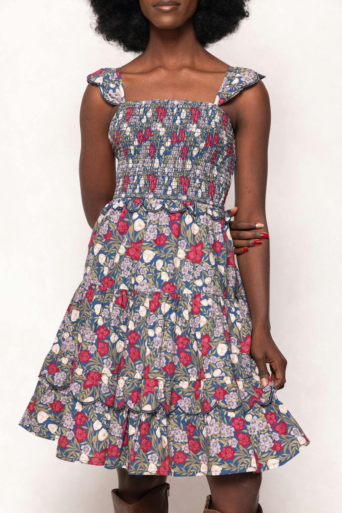 Blossom Dress in Navy Meadow