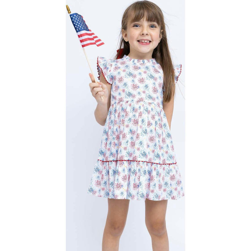 Fireworks Ruffle Dress, Multi