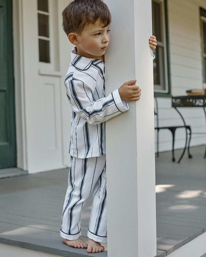 Kid's Twill Pajama Set in Parlor Stripe
