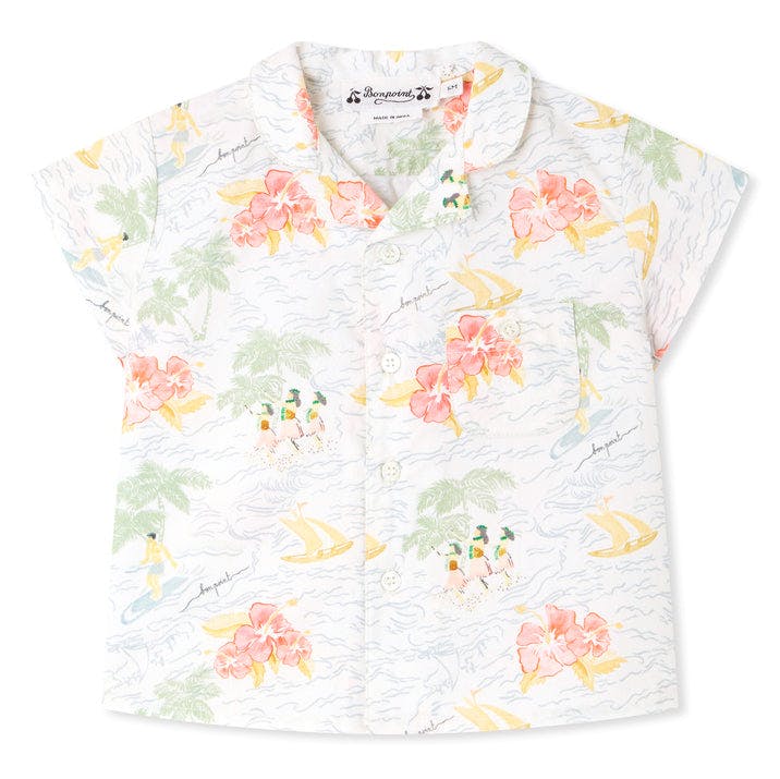 BONPOINT Gerald Island Print Poplin Baby Shirt