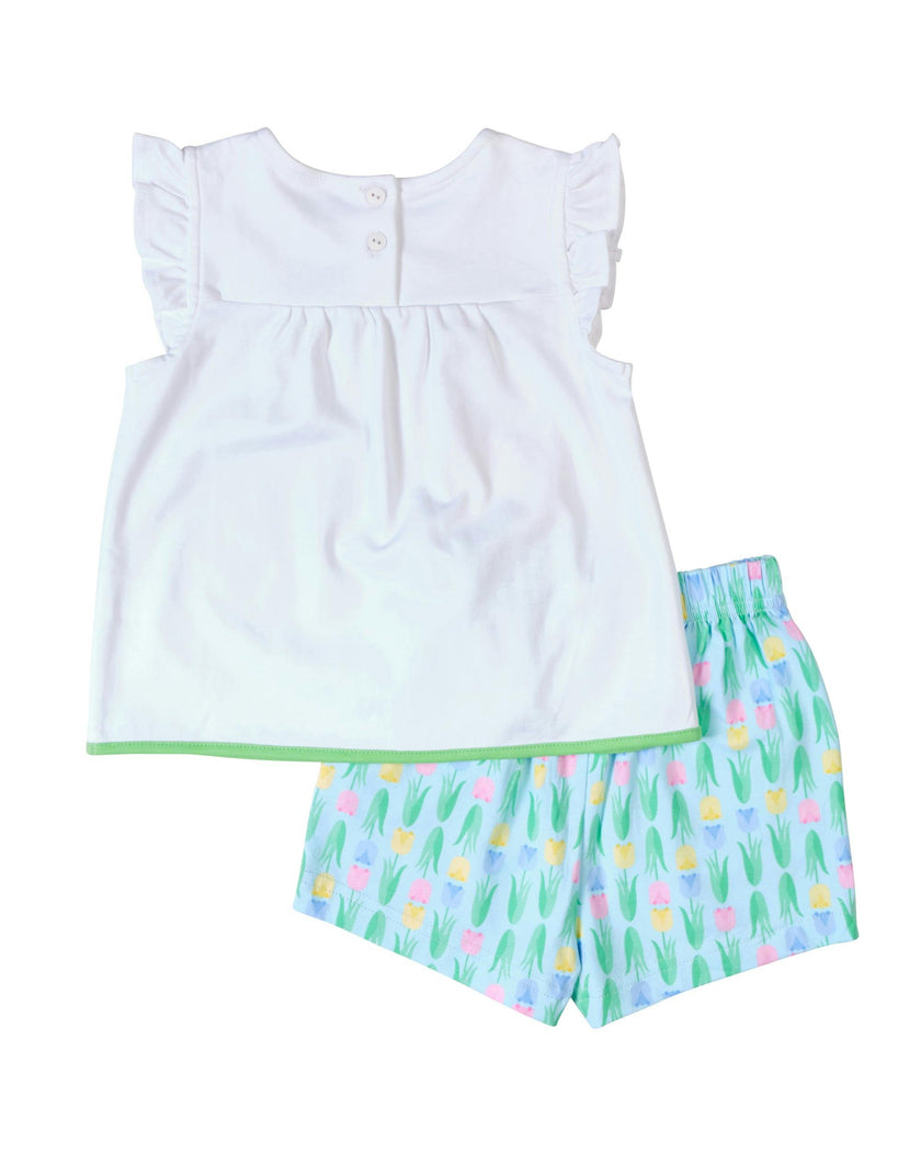 Printed Knit Tulip Short Set
