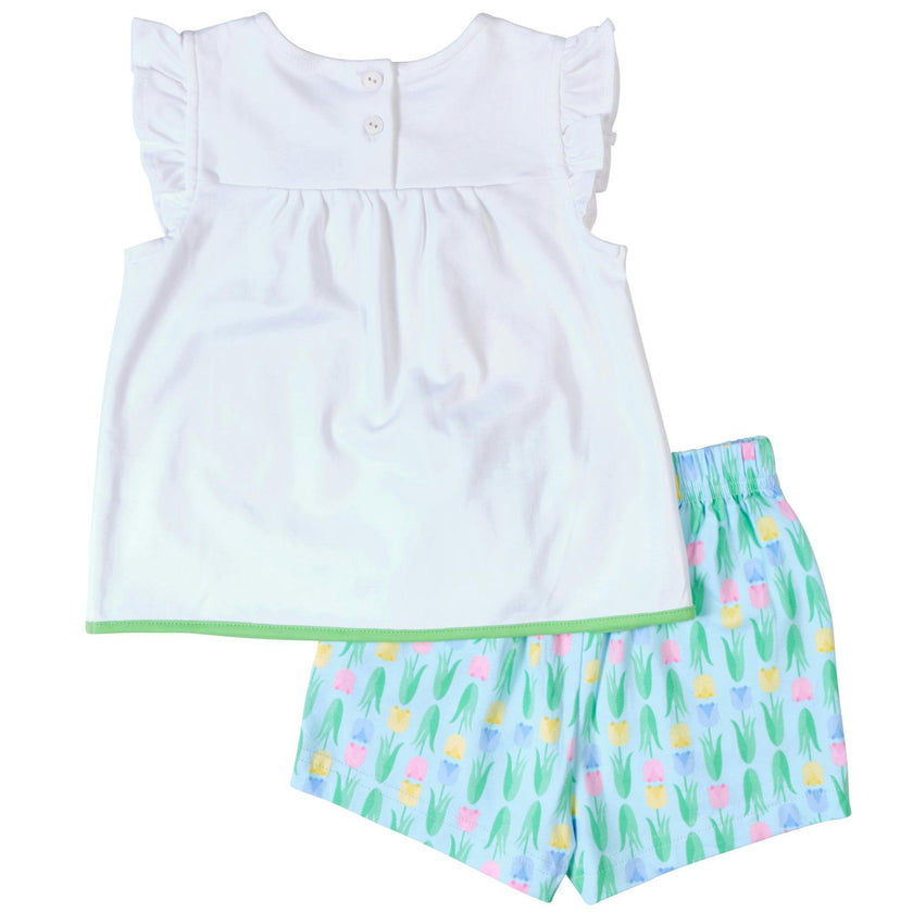 Printed Knit Tulip Short Set