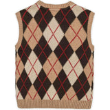 Organic V-Neck Argyle Sweater Vest, Brown