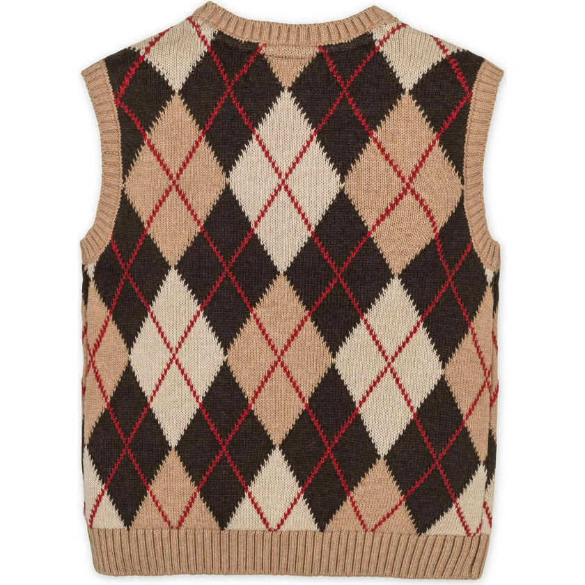 Baby Organic V-Neck Argyle Sweater Vest, Brown