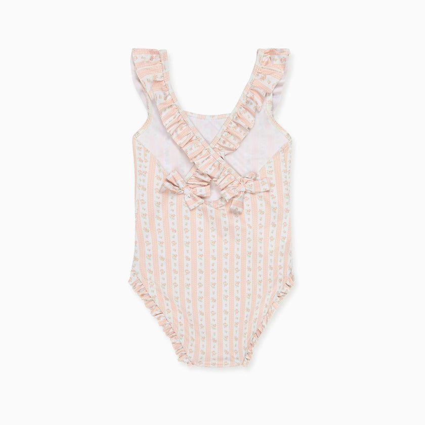 Pink Floral Stripe Opal Girl Swimsuit