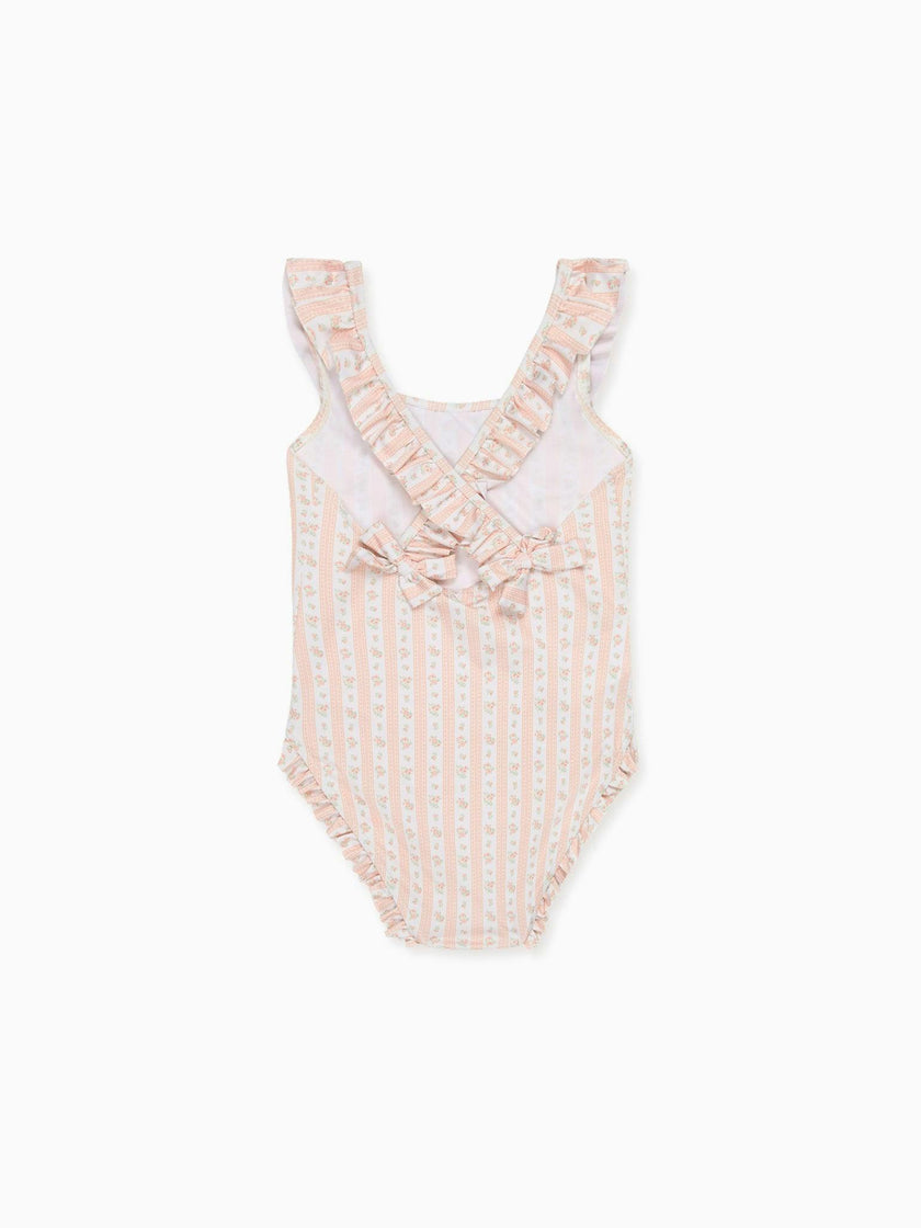 Pink Floral Stripe Opal Girl Swimsuit