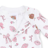 Footballs and Bows - Baseball Collar Button Up Romper