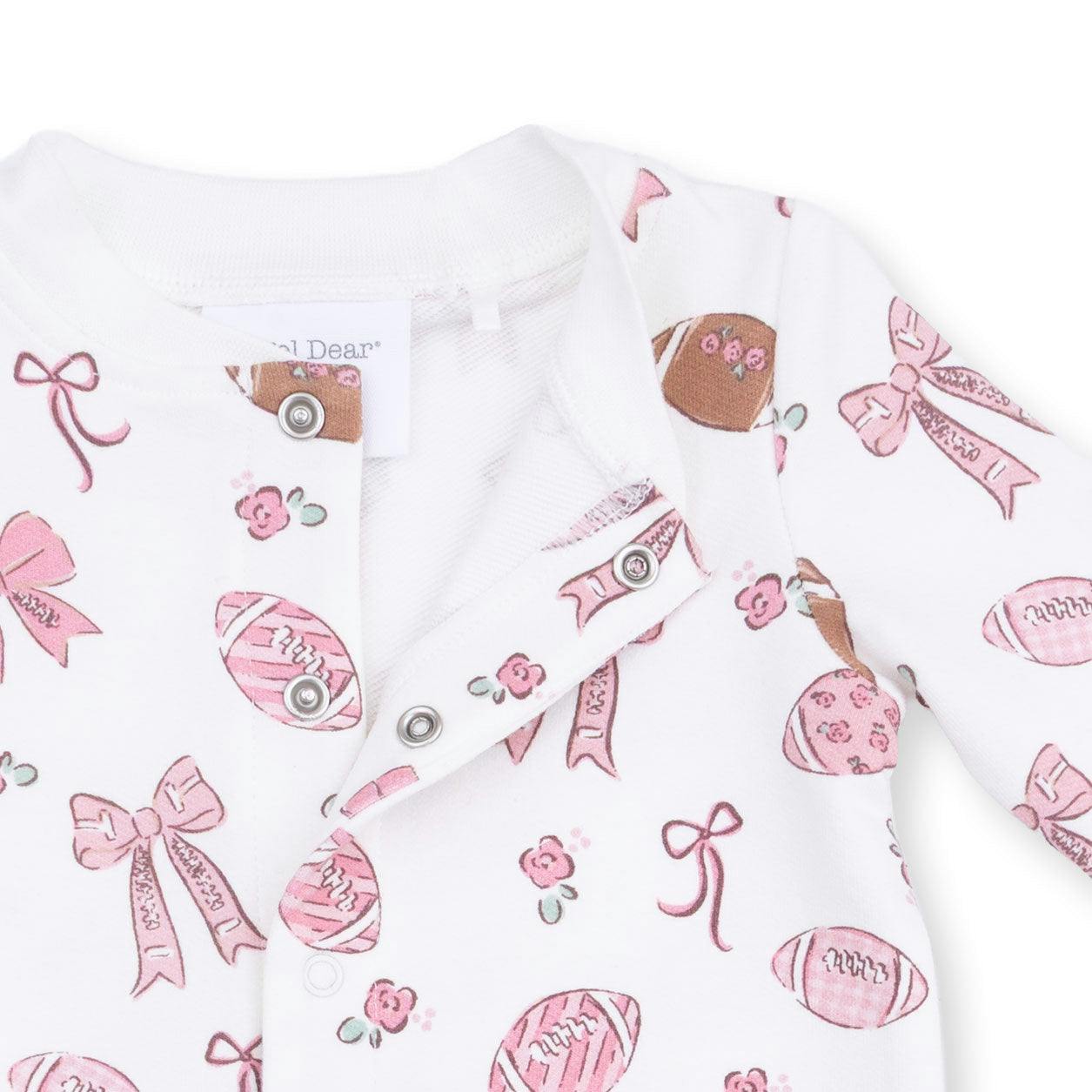 Footballs and Bows - Baseball Collar Button Up Romper
