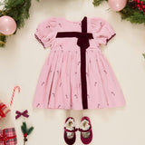 Girls Liliana Dress - Pink Velvet Bow