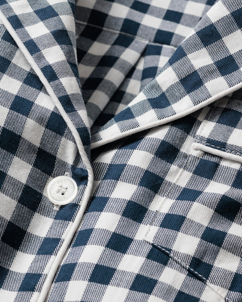 Kid's Twill Short Set in Navy Gingham