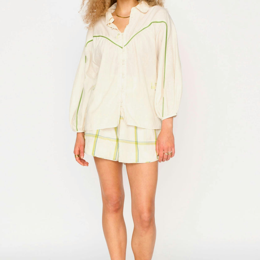 Midland Top in Lime Jamdani