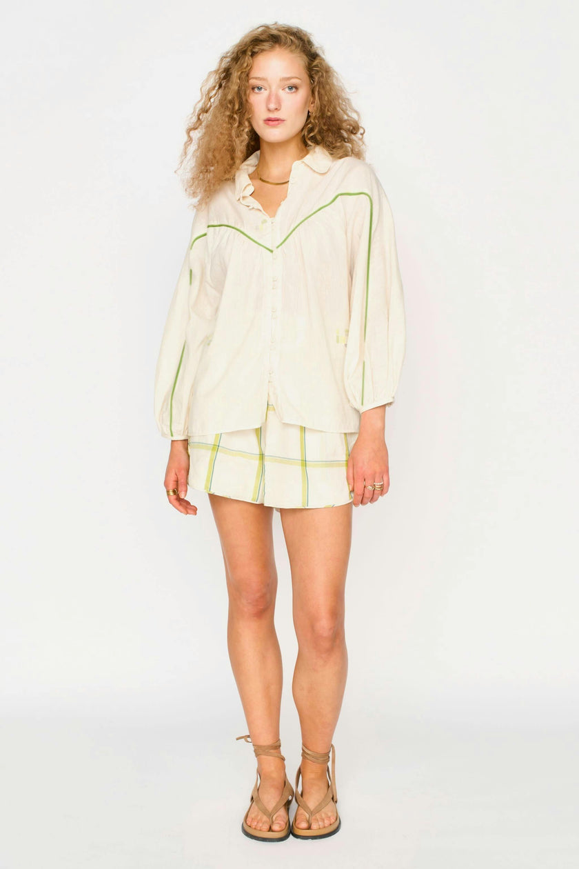 Midland Top in Lime Jamdani