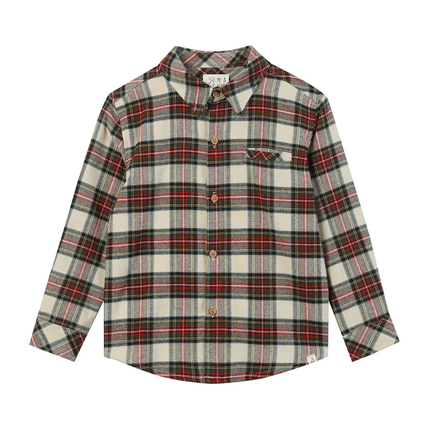 ATWOOD woven shirt cream/green plaid