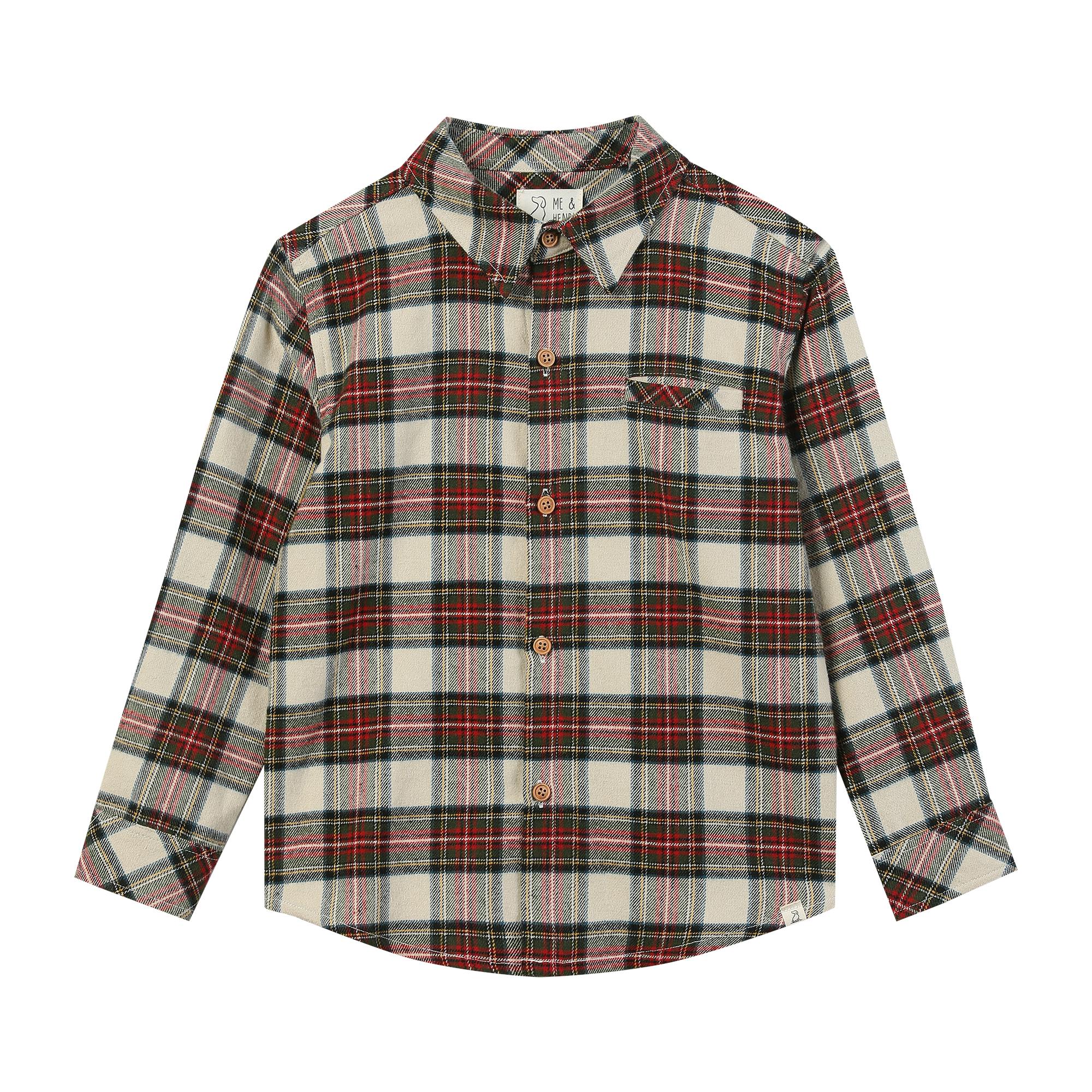 ATWOOD woven shirt cream/green plaid