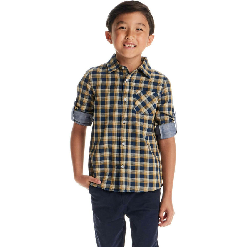 Kids Plaid Double-Facing Buttondown