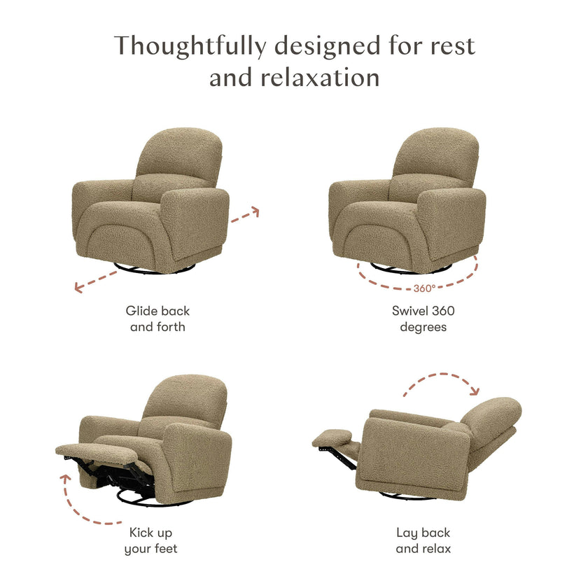 Babyletto Rainbow Recliner and Swivel Glider in Teddy Loop