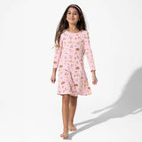 Valentines Kittens Bamboo Girls' Long Sleeve Dress