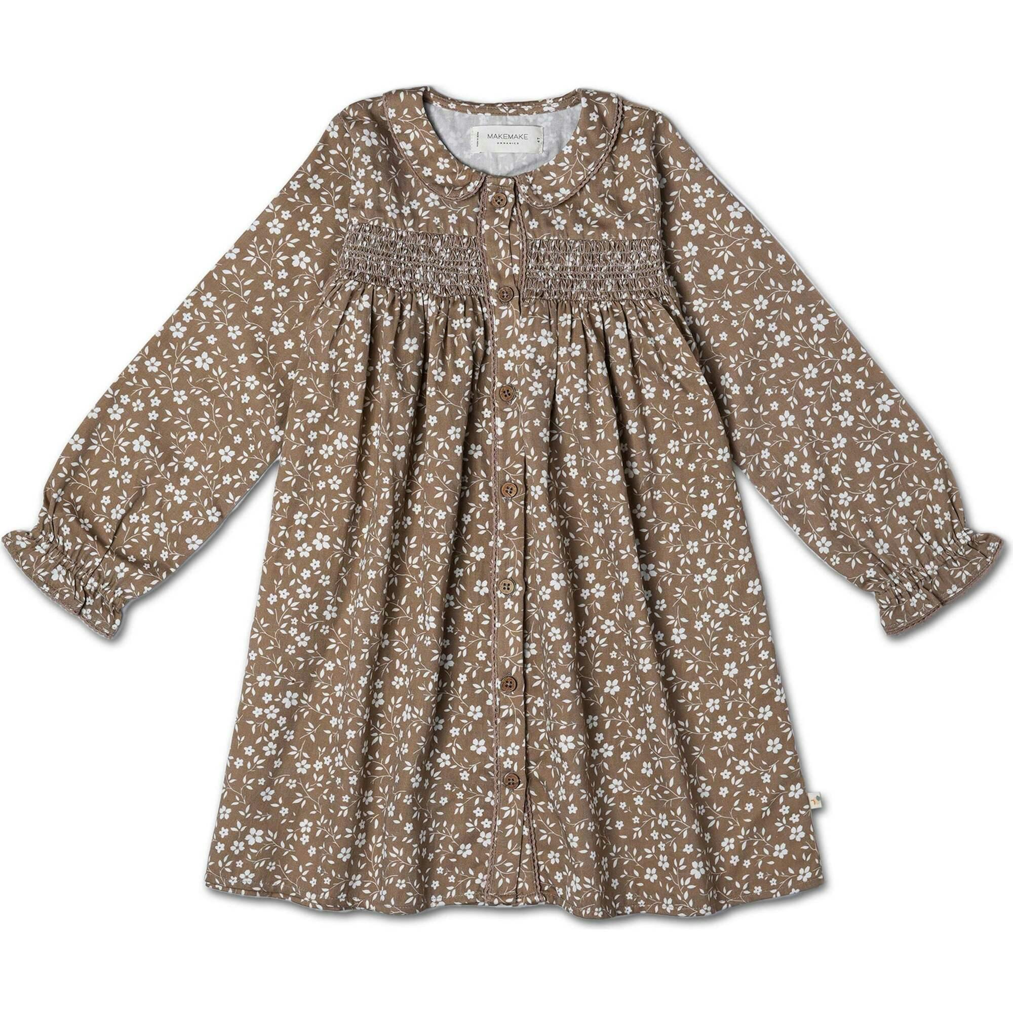 Organic Smocked Button Dress