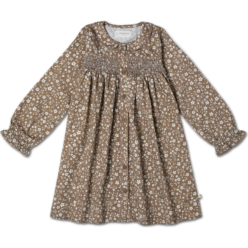 Organic Smocked Button Dress
