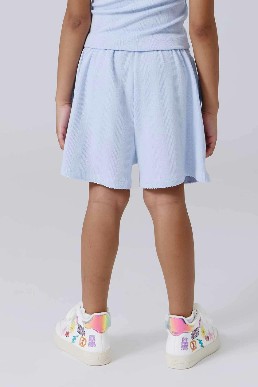 Girls Pointelle Short in Cloud Blue