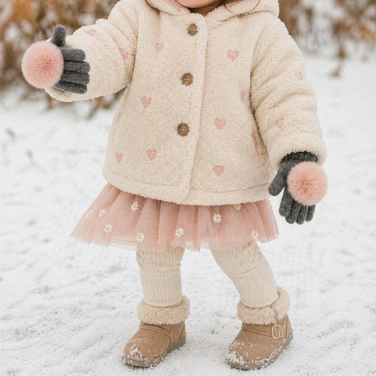 Faux Fur Pom Pom Gloves