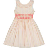 Capucine Blue Yellow Stripe Sleeveless Smocked Dress