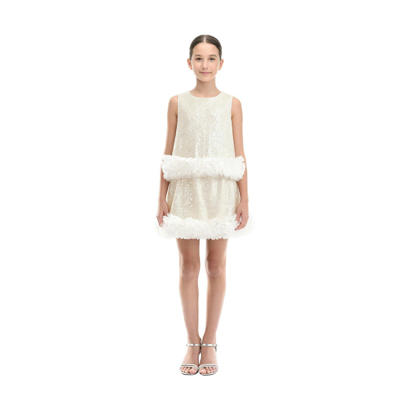 Cream Celeste Sequin Party Outfit