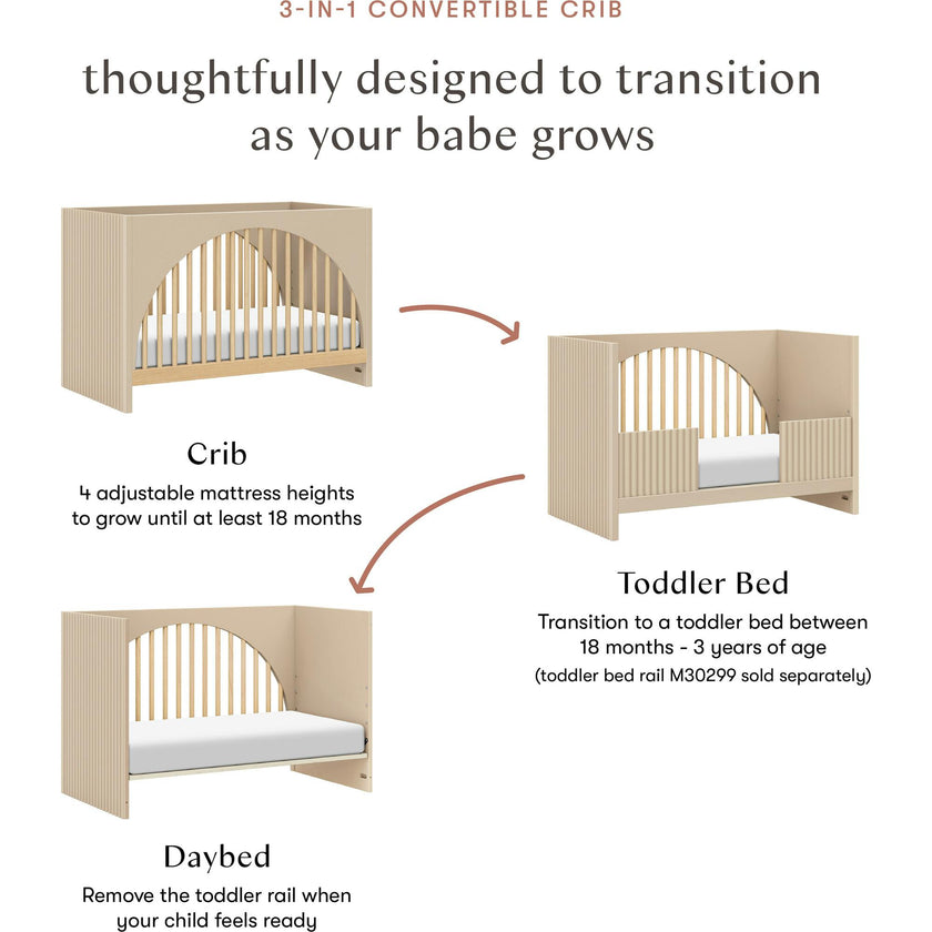 Moab 3-in-1 Convertible Crib in Taupe / Ash