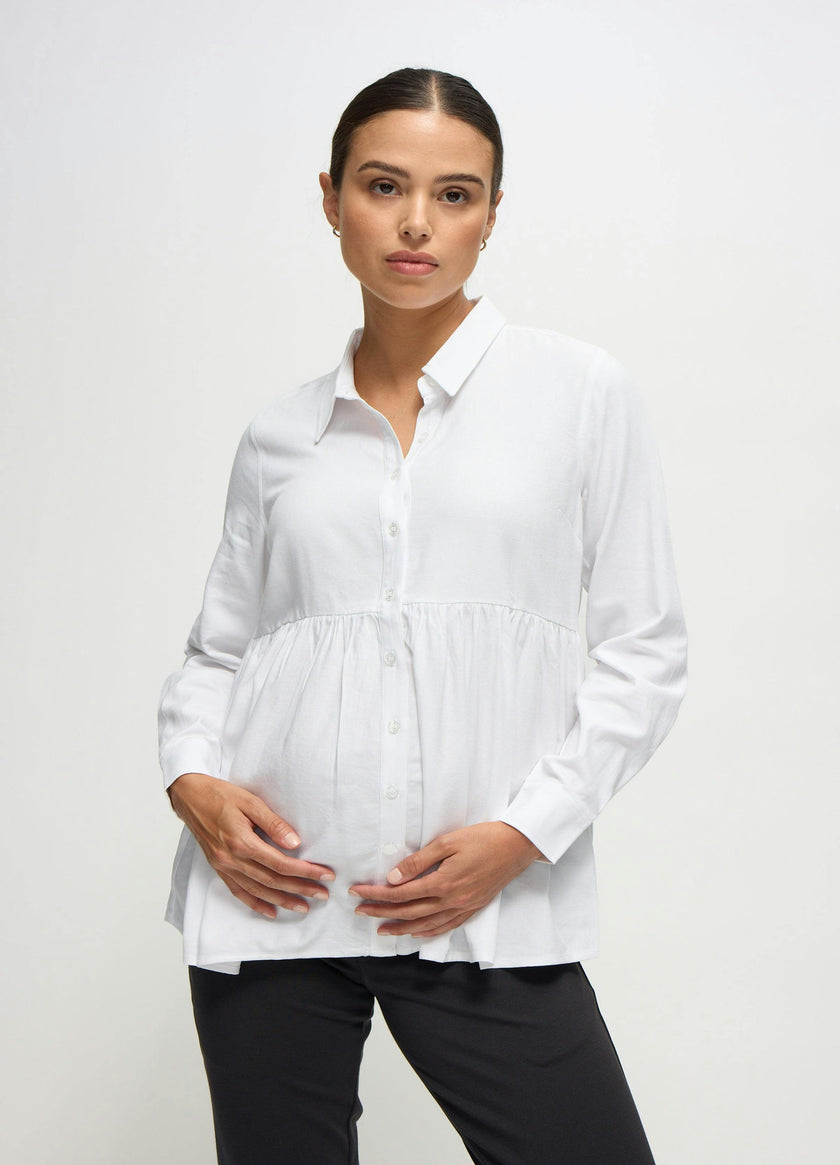 Long Sleeve Peplum Maternity and Nursing Blouse
