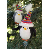 Penguins with Striped Hats Ornaments