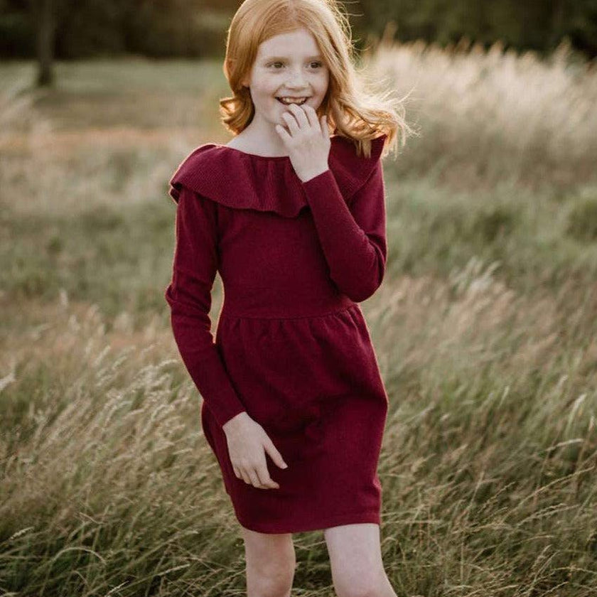 Ruffled V Dress | 100% cashmere