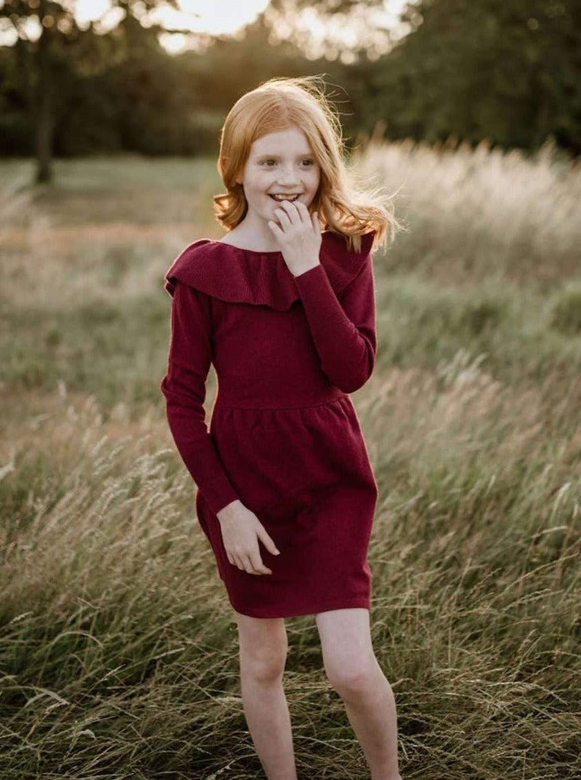 Ruffled V Dress | 100% cashmere